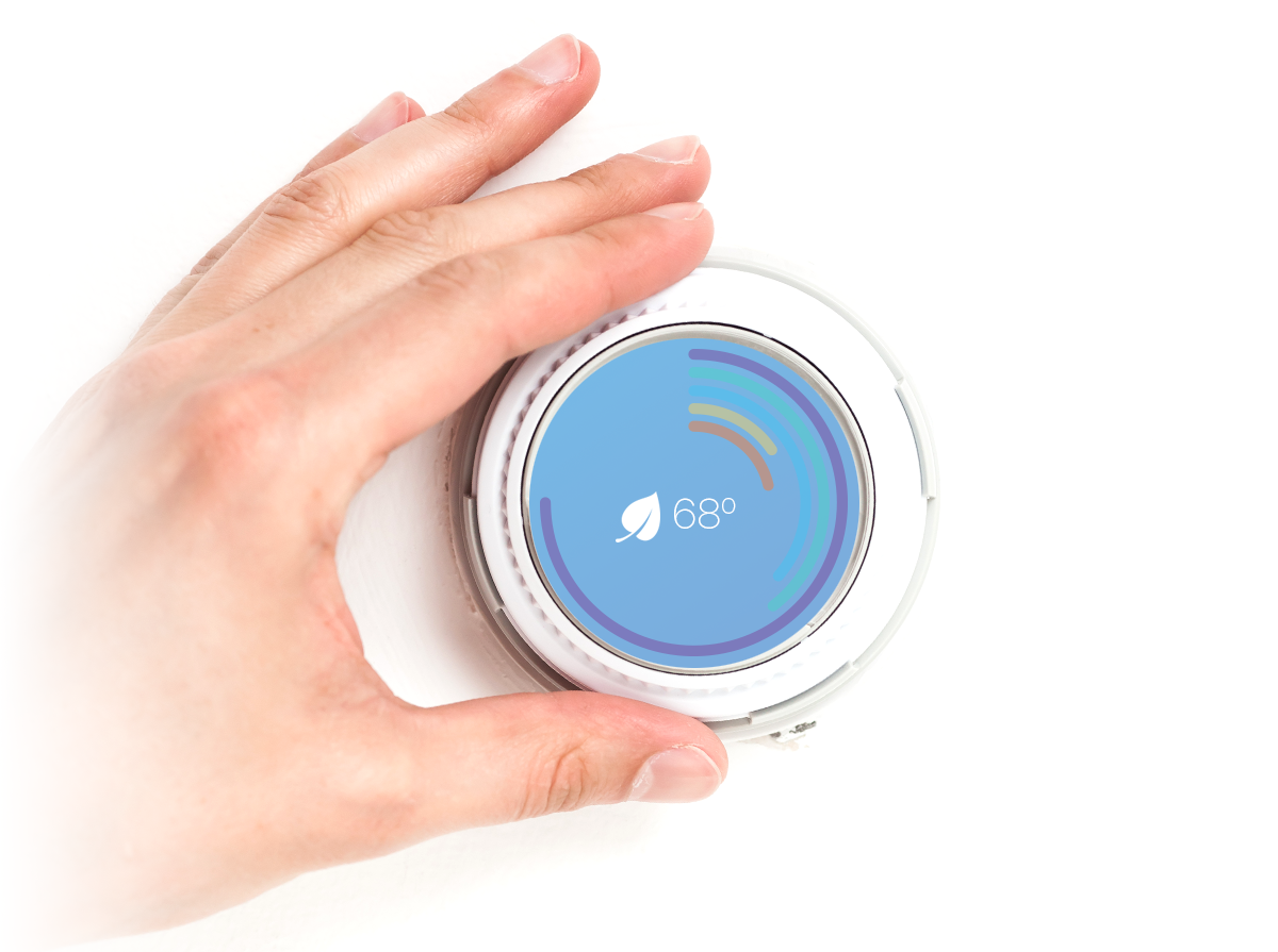 Close-up image of of person adjusting a smart thermometer.